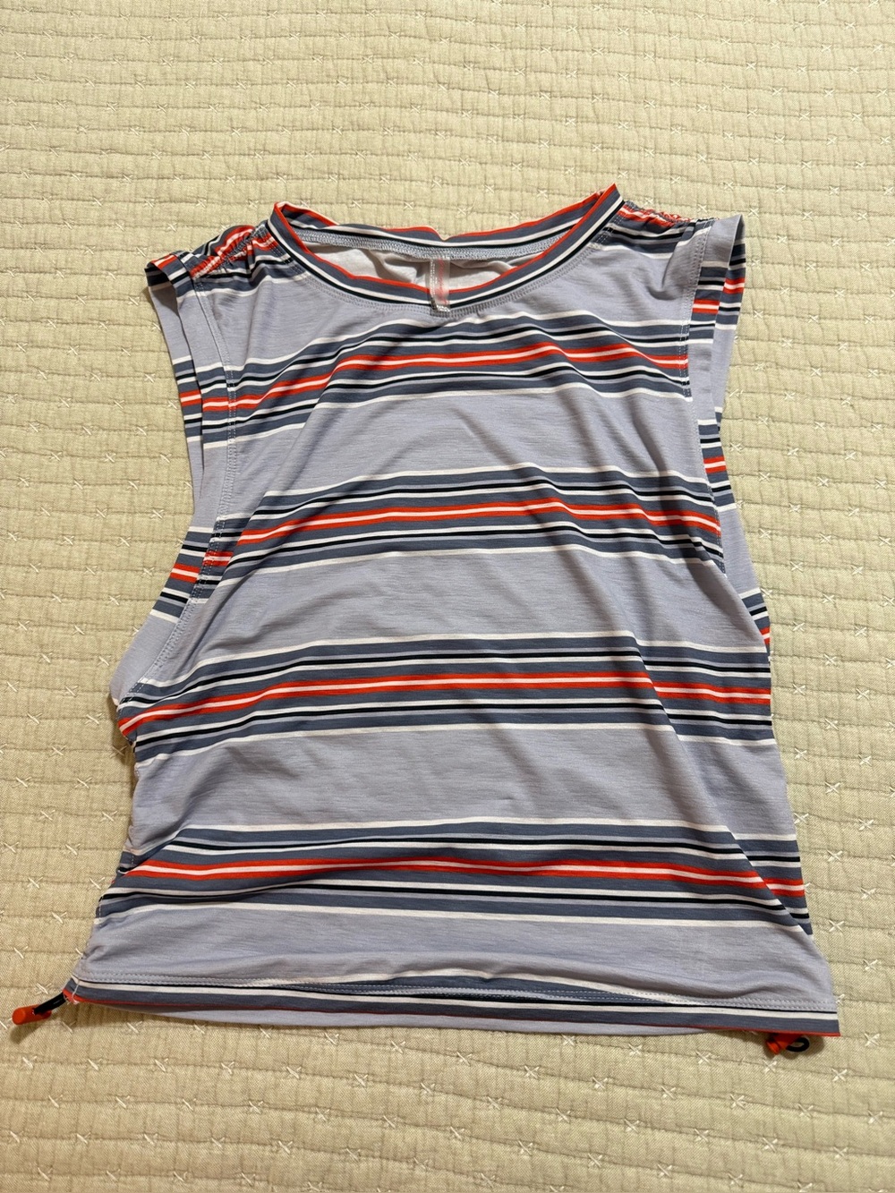 Free People Striped Sleeveless Tank Top - Light Blue with Navy & Red Stripes